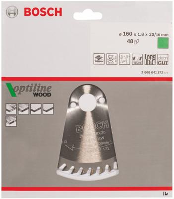 Bosch Accessoires Cirkelzaagblad Optiline Wood 160 x 20/16 x 1,8 mm, 48 1st - 2608641172 Bosch Accessoires Cirkelzaagblad Optiline Wood 160 x 20/16 x 1,8 mm, 48 1st - 2608641172