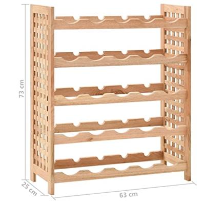 VidaXL Wijnrek voor 25 flessen 63x25x73 cm massief walnotenhout