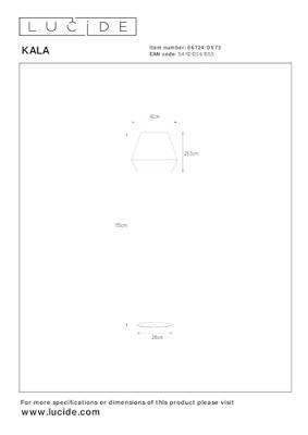Lucide KALA - Vloerlamp - Ø 40 cm - 1xE27 - Taupe