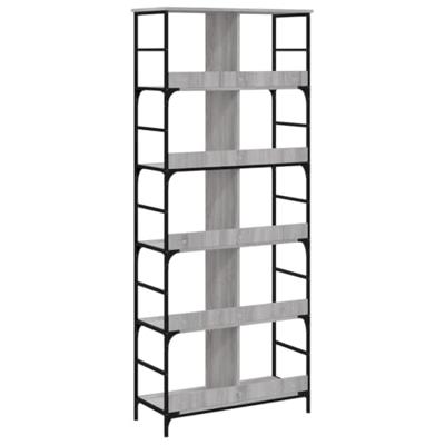 Boekenrek 78,5x33x188,5 cm bewerkt hout grijs sonoma eikenkleur