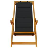 Strandstoel inklapbaar met armleuningen acaciahout en textileen - thumbnail