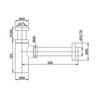 Wiesbaden Sifon Star Luxe Muurbuis met Roset 5/4" Mat-zwart - thumbnail