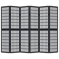 Kamerscherm met 6 panelen massief paulowniahout zwart - thumbnail