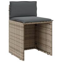 3-delige Bistroset met kussens poly rattan grijs - thumbnail
