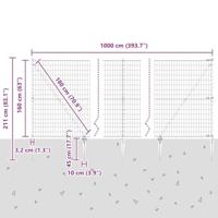 VidaXL Hek met paal grijs 1,6 x 10 m staal en pvc - thumbnail