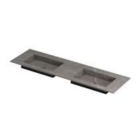 INK Post Wastafel Keramische Slab Envelop Bak Dubbel 2 Kraangaten - 1600x450x10 mm - Armani Grey Mat - thumbnail