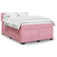 Boxspring met matras fluweel roze 160x200 cm - thumbnail