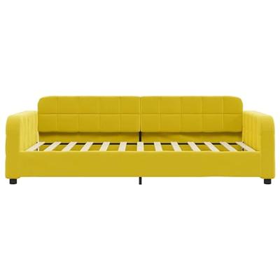 Slaapbank met onderschuifbed 100x200 cm fluweel geel