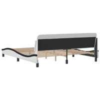 Bedframe met hoofdbord kunstleer wit en zwart 180x200 cm - thumbnail