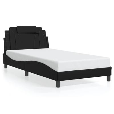 Bedframe met hoofdbord kunstleer zwart 120x200 cm - thumbnail