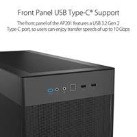 Asus Prime AP201 MicroATX Mini-tower PC-behuizing Zwart - thumbnail