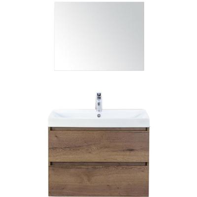 Maxx XL Badmeubelset 80 cm - Tabacco - Wastafel Just 1 Kraangat met Spiegel