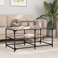 Salontafel met transparant glazen blad 98,5x50x45 cm staal - thumbnail