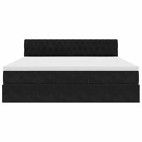 Ottoman bed met matras 160x200cm fluweel zwart - thumbnail