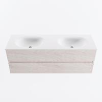 MONDIAZ VICA 140cm badmeubel onderkast Underlayment 2 lades. Wastafel MOON dubbel zonder kraangat, kleur Talc. - thumbnail