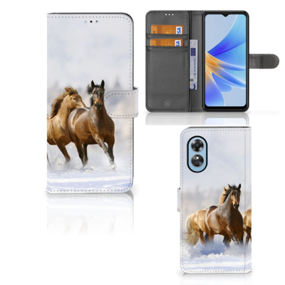 OPPO A17 | Telefoonhoesje | Met pasjeshouder | Paarden