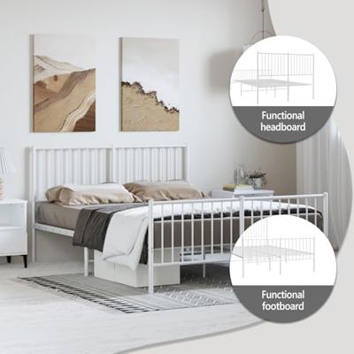Bedframe met hoofd- en voeteneinde metaal wit 135x190 cm Bedframe met hoofd- en voeteneinde metaal wit 135x190 cm