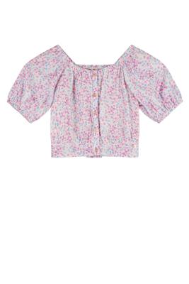 NoNo zomer blouse meisjes - blauw - cropped, AOP - Tomas