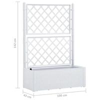 Plantenbak hoog met latwerk en zelfbewateringssysteem wit - thumbnail