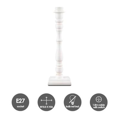 Home sweet home tafellamp Woodi square ↕ 38 cm - wit whitewash