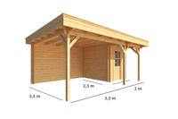 Blokhut, tuinhuisje met overkapping Lisa-Pien 550 cm bij 250 cm diep plat dak 8 Warentuin Collection - Warentuin collection - thumbnail