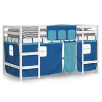 Kinderhoogslaper met gordijnen 80x200 cm grenenhout blauw - thumbnail