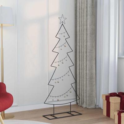 Metalen kerstboom met standaard Zwart 150 cm Staal Metalen kerstboom met standaard Zwart 150 cm Staal