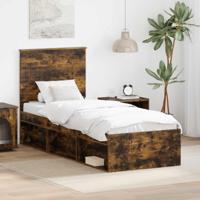 Bedframe Gerookt eiken 75 x 190 cm Massief grenenhout - thumbnail