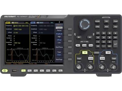 VOLTCRAFT FG-32502T Functiegenerator 1 µHz - 250 MHz 2-kanaals Arbitrair, Ruis, Puls, Blok, Sinus, Driehoek