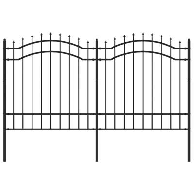 Tuinhek met spijlpunten 165 cm gepoedercoat staal zwart