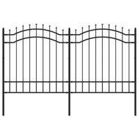 Tuinhek met spijlpunten 165 cm gepoedercoat staal zwart - thumbnail