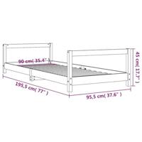 Kinderbedframe 90x190 cm massief grenenhout wit - thumbnail