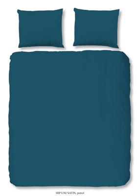 HIP Dekbedovertrek "uni dessin" - Petrol - (240x200/220 cm) - Katoen Satijn