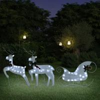 VidaXL Kerstdecoratie rendieren en slee 60 led's wit - thumbnail