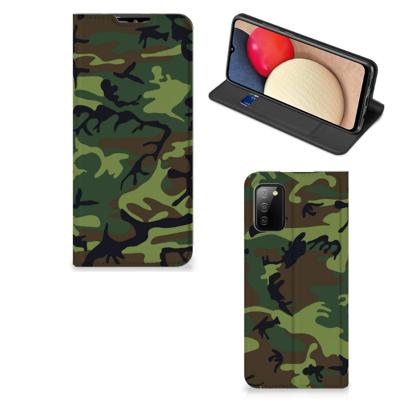 Samsung Galaxy M02s | A02s | Hoesje met Magneet | Army Dark