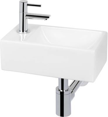Saqu Combi-Pack S fonteinset met chromen kraan links glanzend wit keramiek Saqu Combi-Pack S fonteinset met chromen kraan links glanzend wit keramiek