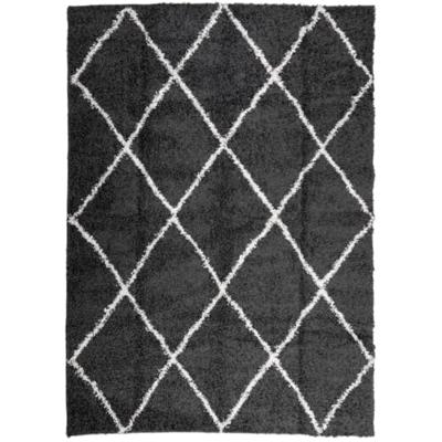 VidaXL Vloerkleed shaggy hoogpolig modern 200x280 cm zwart en crème VidaXL Vloerkleed shaggy hoogpolig modern 200x280 cm zwart en crème