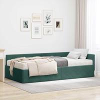 Hoekbedframe met Matras Anders 2 pcs Groen Fluweel - thumbnail