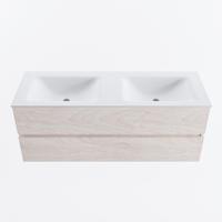 MONDIAZ VICA 130cm badmeubel onderkast Underlayment 2 lades. Wastafel CLOUD dubbel 2 kraangaten, kleur Talc. - thumbnail