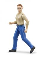 Bruder vrouw met blanke huid en blauwe broek 10.7cm - thumbnail