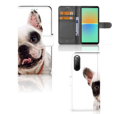 Sony Xperia 10 IV | Telefoonhoesje | Met pasjeshouder | Franse Bulldog