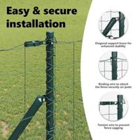 VidaXL Hek met paal groen 1,4 x 10 m staal en pvc - thumbnail
