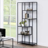 Boekenkast Jaxx - zwart - 185x77x35 cm - Leen Bakker - thumbnail