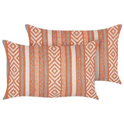 Beliani - INULA - Sierkussen set van 2 - Oranje - 30 x 50 cm - Katoen