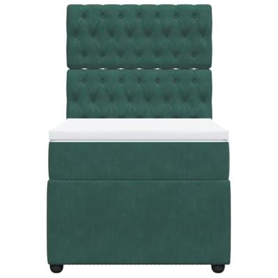 Boxspring met matras fluweel donkergroen 90x190 cm