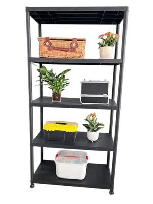 Marbueno - Plank - 5 Planken - Zwart Plastic - 90x40x180 cm Tuin 10539