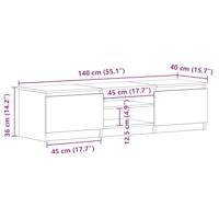 Tv-meubel 140x40x35,5 cm bewerkt hout grijs sonoma eikenkleurig - thumbnail