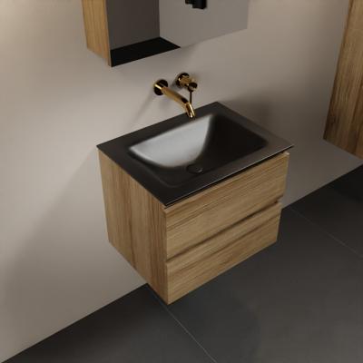 MONDIAZ AIVY 60cm badmeubel Chai, wastafel Urban solid surface midden zonder kraangat met spiegelkast (AI-351111URBAN-NO - AI-M60CHMI - AI-C60CHMI)