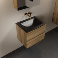 MONDIAZ AIVY 60cm badmeubel Chai, wastafel Urban solid surface midden zonder kraangat met spiegelkast (AI-351111URBAN-NO - AI-M60CHMI - AI-C60CHMI) - thumbnail