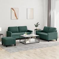 3-delige Loungeset met kussens fluweel donkergroen - thumbnail